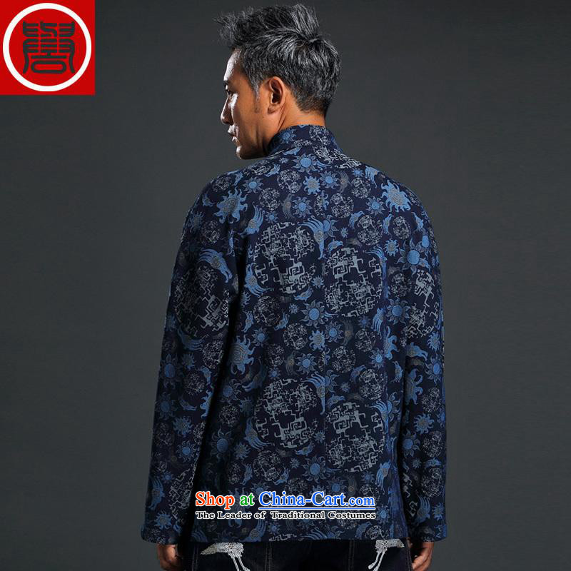 Renowned 2015 China wind knitting cowboy Tang Dynasty Chinese men detained jacket stylish manually disc jacket collar retro stamp T-shirt blue , L, renowned (CHIYU) , , , shopping on the Internet