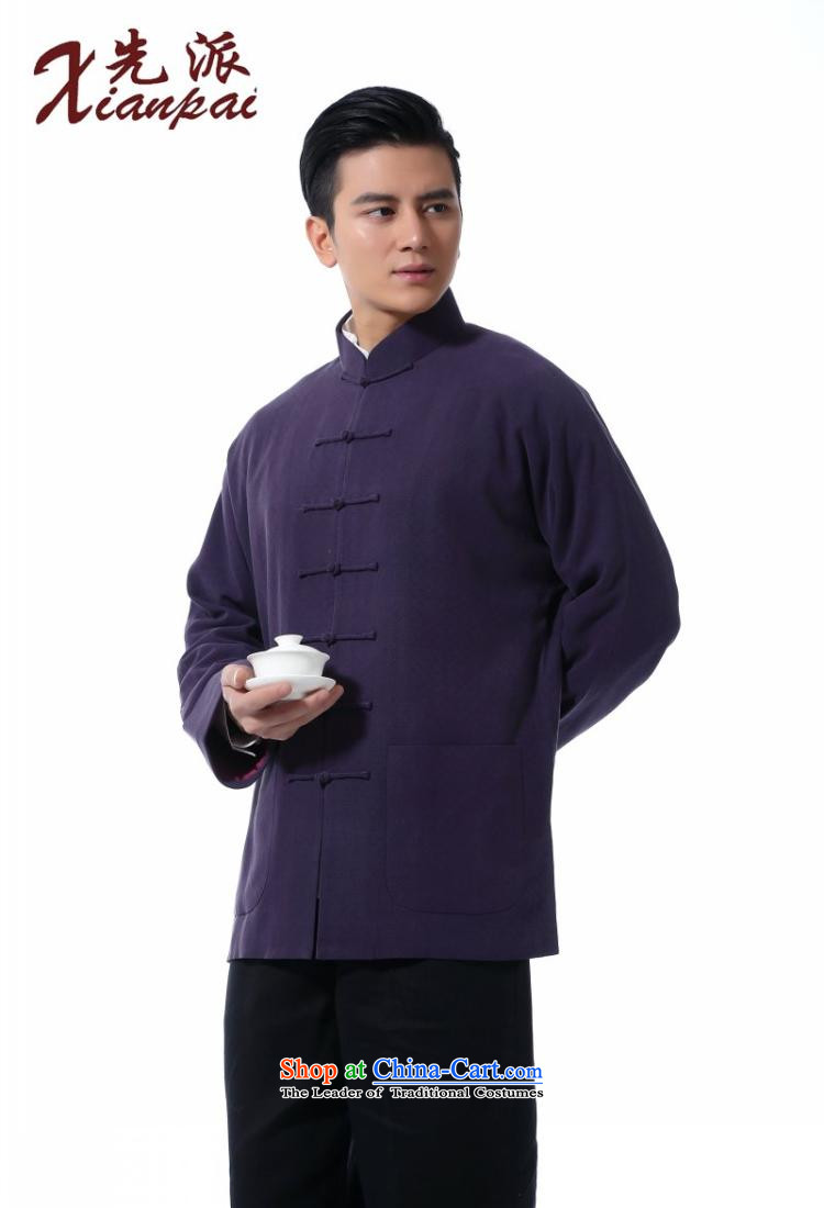 The dispatch of Tang Dynasty men during the spring and autumn new Chinese silk linen traditional feel even cuff youth China wind long-sleeved top high-end banquet dress purple jackets only purple shirt father blue silk ma jacket M  new pre-sale 3 day shipping picture, prices, brand platters! The elections are supplied in the national character of distribution, so action, buy now enjoy more preferential! As soon as possible.