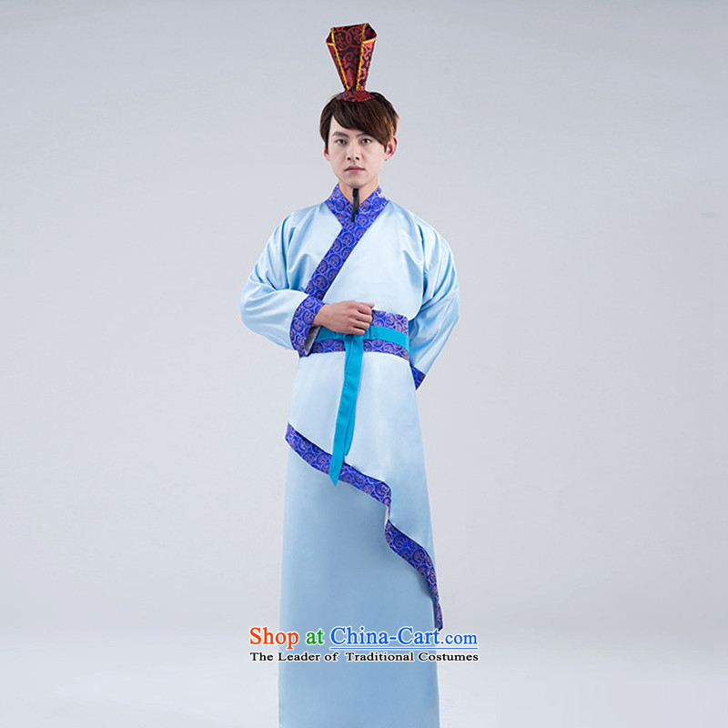 Energy Tifi Li men costume Tang dynasty improved Han-Menswear errant services photo session just dress curved civil blue XXL, energy tifi (mod) has been pressed, fil shopping on the Internet