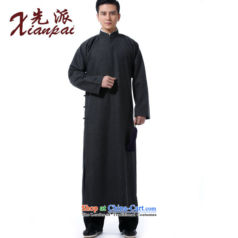 The dispatch of autumn and winter new Tang dynasty men feel Chinese gown gross? comic dialogs dress cheongsams stylish China wind up charge-back collar national wind in older high end banquet dress gray wool and gowns L  new pre-sale 5 Day Shipping, the D