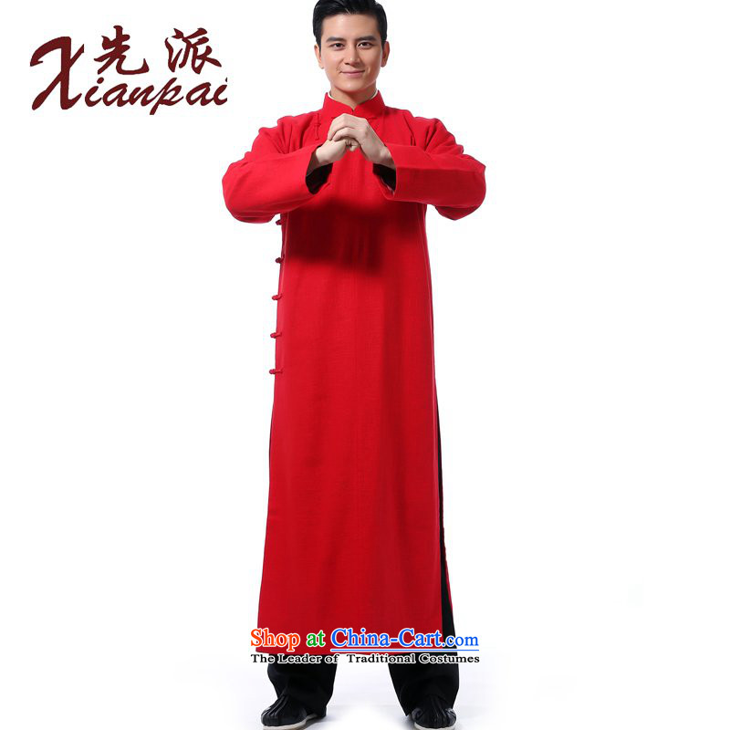 The dispatch of Tang Dynasty men during the spring and autumn comic dialogs gowns robe will new Chinese style wedding groom Services China wind 4.5-60s linen collar Youth Arts High-end dress red linen gowns XL  new pre-sale 5 Day Shipping, the Dispatch (x