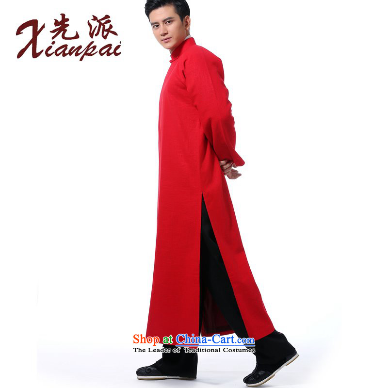 The dispatch of Tang Dynasty men during the spring and autumn comic dialogs gowns robe will new Chinese style wedding groom Services China wind 4.5-60s linen collar Youth Arts High-end dress red linen gowns XL  new pre-sale 5 Day Shipping, the Dispatch (x