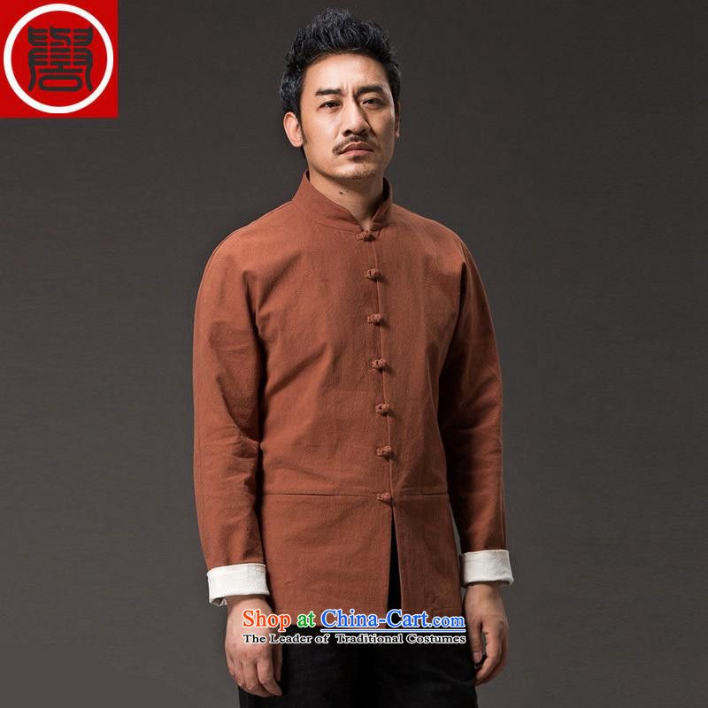  The spring and autumn of 2015, renowned Tang Dynasty men linen solid color long-sleeved loose China wind men's jackets and disc buttoned, ethnic red XL, renowned (CHIYU) , , , shopping on the Internet