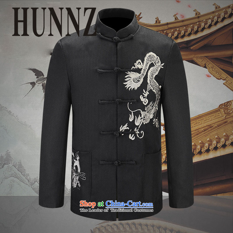 Quality cotton linen HUNNZ men Tang dynasty China Wind Jacket Lung Men Jacket coat during the Republic of Chinese tunic Silver Dragon 175,HUNNZ,,, shopping on the Internet