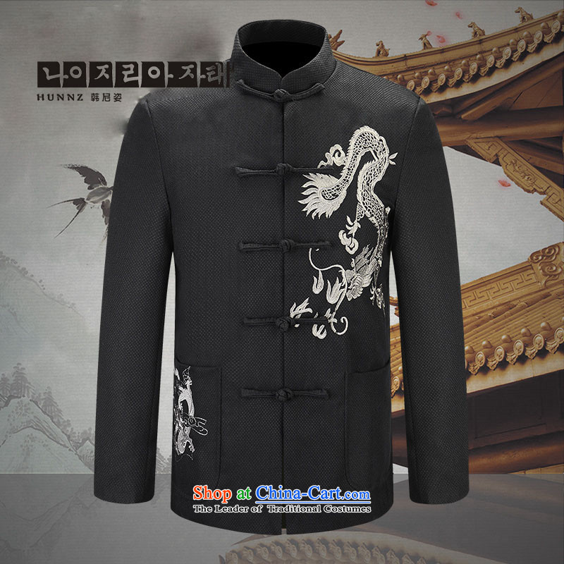 Quality cotton linen HANNIZI men Tang dynasty China Wind Jacket Lung Men Jacket coat Silver Dragon Chinese tunic during the republic of korea, 175 postures (hannizi) , , , shopping on the Internet