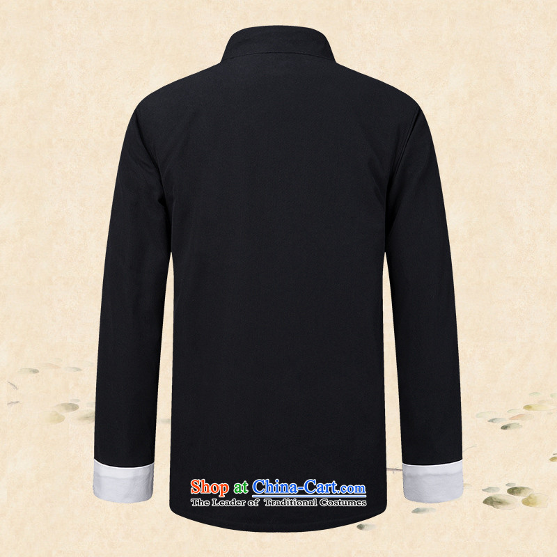 New products of traditional Chinese HUNNZ wind men Tang Dynasty Chinese long-sleeved jacket natural cotton linen clothes Chinese tunic black 185,HUNNZ,,, kung fu shopping on the Internet