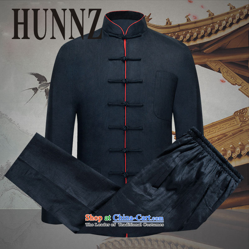 Hunnz China wind men Tang dynasty natural linen package loose plate detained national dress Chinese Kung Fu-pack Black 170,HUNNZ,,, shopping on the Internet