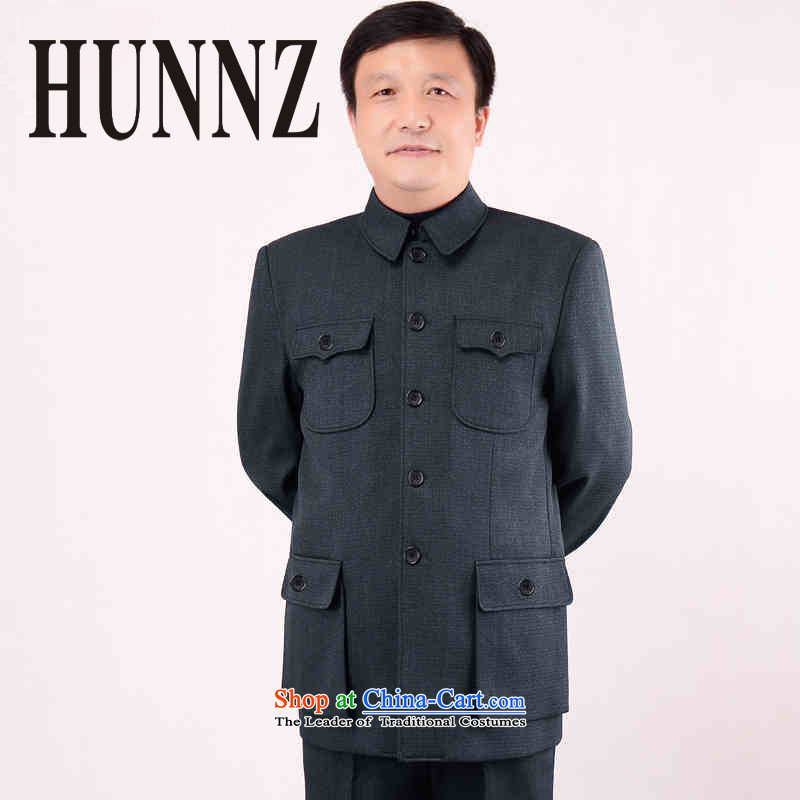 New HUNNZ men's classic Chinese tunic kit of older persons in the men's father replace national costumes gray 175,HUNNZ,,, classic period shopping on the Internet