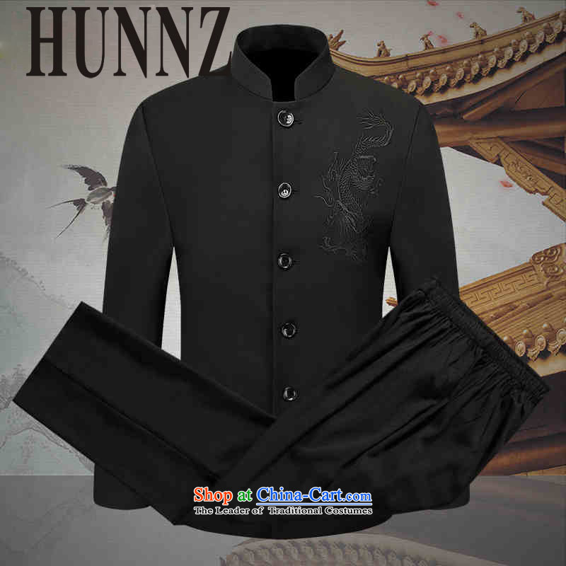 New Products of China HUNNZ Mock-neck Youth Chinese men of the Chinese tunic Sau San habits of men Zhongshan Service Pack Black185