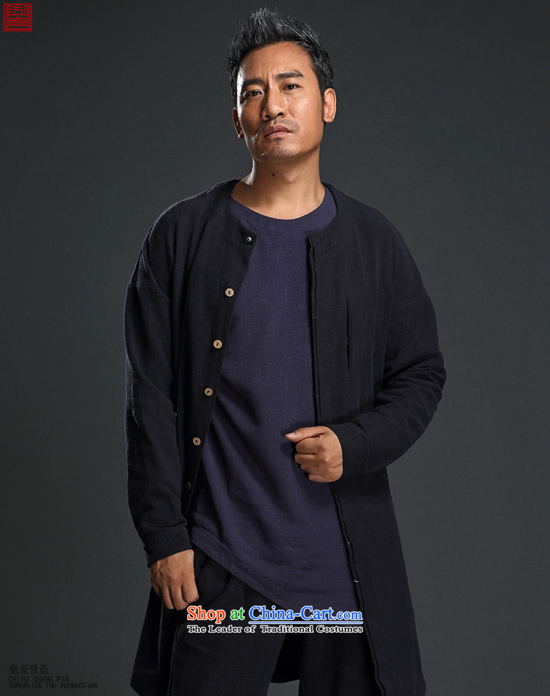 Renowned China wind spring and autumn of 2015 men linen personality long-sleeved T-Chinese men's liberal 桖 spring and fall short in blue shirt and load (L) Picture, prices, brand platters! The elections are supplied in the national character of distribution, so action, buy now enjoy more preferential! As soon as possible.