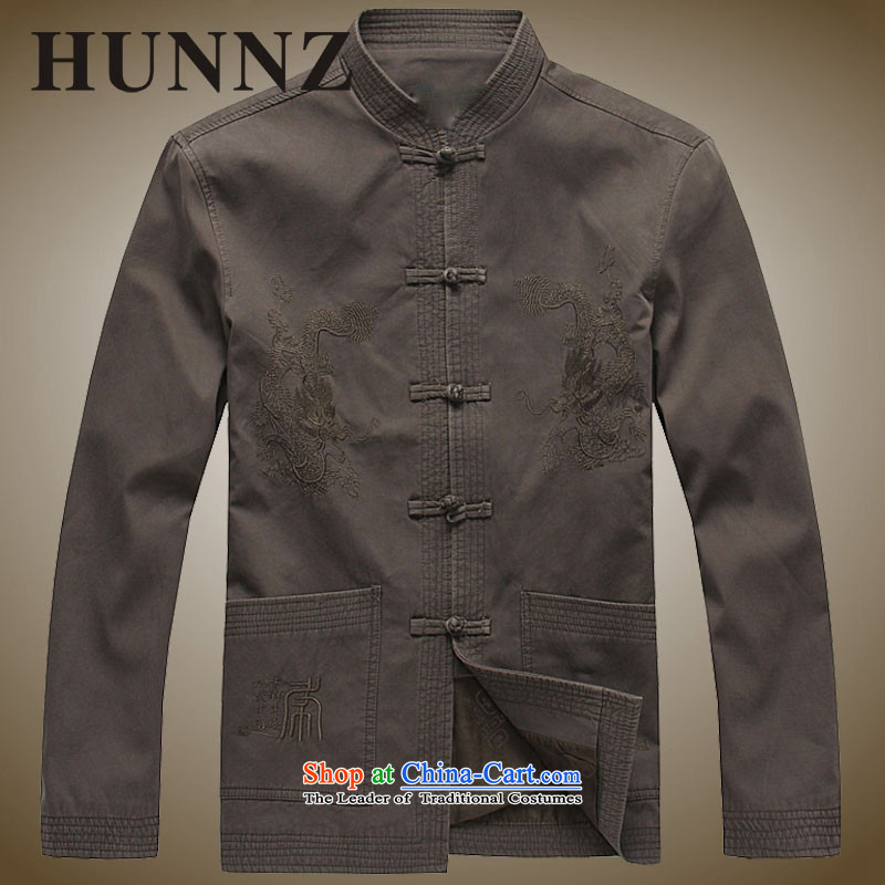 Hunnz new products natural cotton linen men China wind jacket from older Tang national costumes Chinese Men's Mock-Neck khaki 175,HUNNZ,,, shopping on the Internet