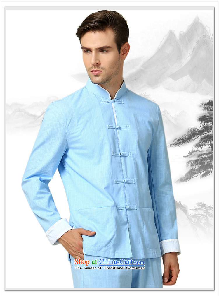 New Products classical Tang HUNNZ boxed long sleeved shirt collar China Wind Jacket Chinese Disc detained men retro kung fu with light blue 165 pictures, prices, brand platters! The elections are supplied in the national character of distribution, so action, buy now enjoy more preferential! As soon as possible.