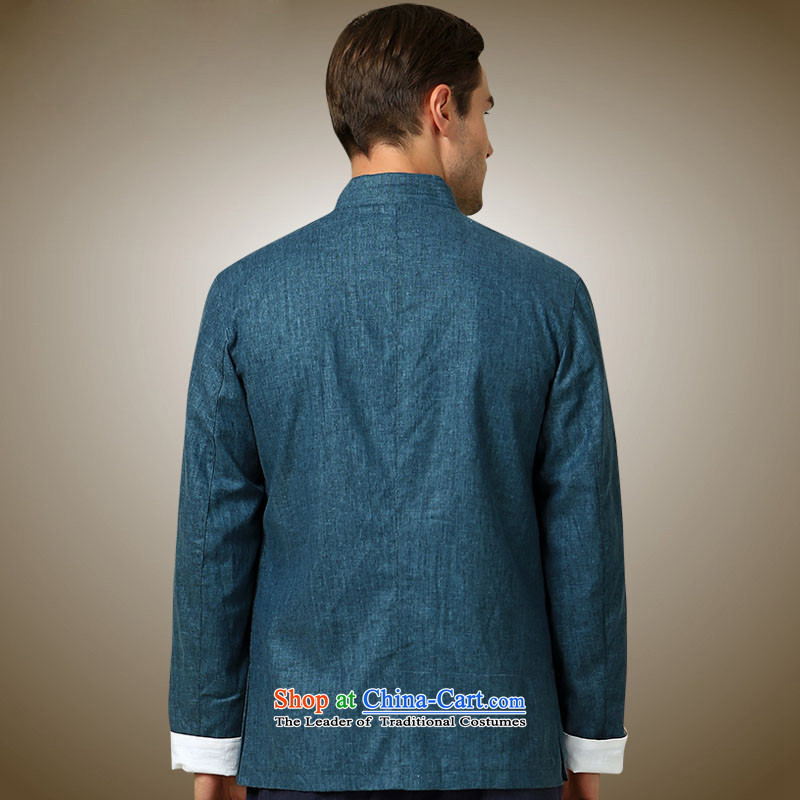 New Products classical HANNIZI2015 minimalist men Tang China Wind Jacket collar tray clip Chinese men long blue 185 won, Gigi Lai (hannizi) , , , shopping on the Internet