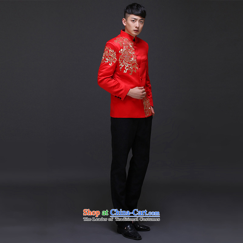 The Royal Advisory Groups to show love men Chinese style wedding groom long-sleeved Soo Wo service men Tang Dynasty Chinese tunic red wedding dress costume hi-load the new Chinese embroidery t-shirt and groom , L, Royal Advisory has been pressed land shop