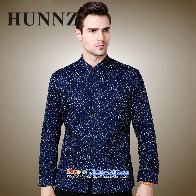 Small stylish new HUNNZ SAIKA Men's Shirt classical Tang dynasty China wind l Chinese shirt dark blue 180,HUNNZ,,, shopping on the Internet