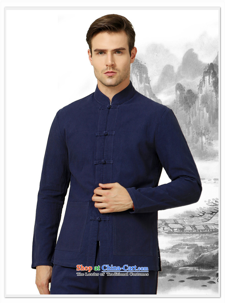 New HUNNZ2015 men Tang China Wind Jacket collar tray clip Sau San men Simple Chinese shirt dark blue 185 pictures, prices, brand platters! The elections are supplied in the national character of distribution, so action, buy now enjoy more preferential! As soon as possible.