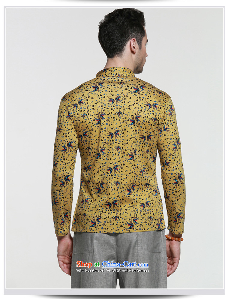 Classic Chinese Wind HUNNZ Men's Mock-Neck Tang Dynasty Chinese shirt men detained disc with floral long-sleeved shirt yellow 180 pictures, prices, brand platters! The elections are supplied in the national character of distribution, so action, buy now enjoy more preferential! As soon as possible.