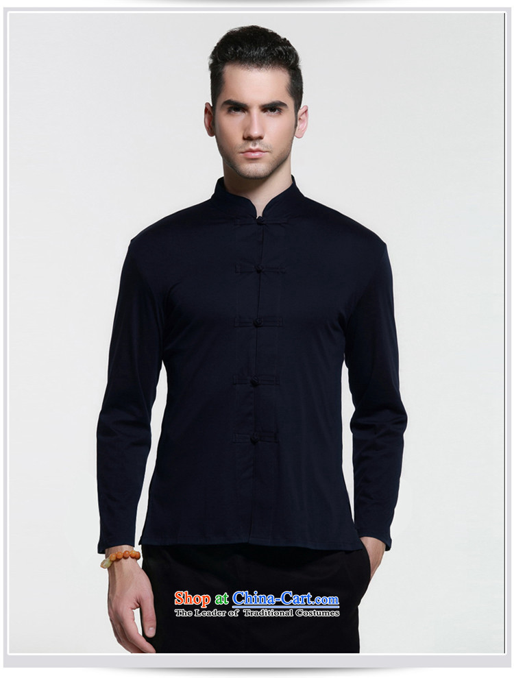 Sau San Tong load HANNIZI classic long sleeved shirt collar up China wind detained men's shirts, natural cotton linen and deep blue coat 185 pictures, prices, brand platters! The elections are supplied in the national character of distribution, so action, buy now enjoy more preferential! As soon as possible.