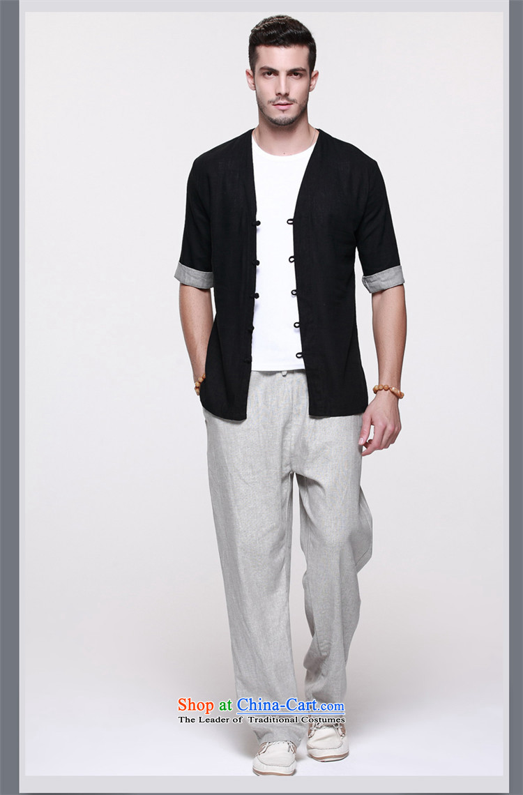 Hannizi Han-linen men Tang dynasty Classic Chinese Wind Sau San disk is in his shirt-sleeves and sexy men's V-Neck Black 170 pictures, prices, brand platters! The elections are supplied in the national character of distribution, so action, buy now enjoy more preferential! As soon as possible.