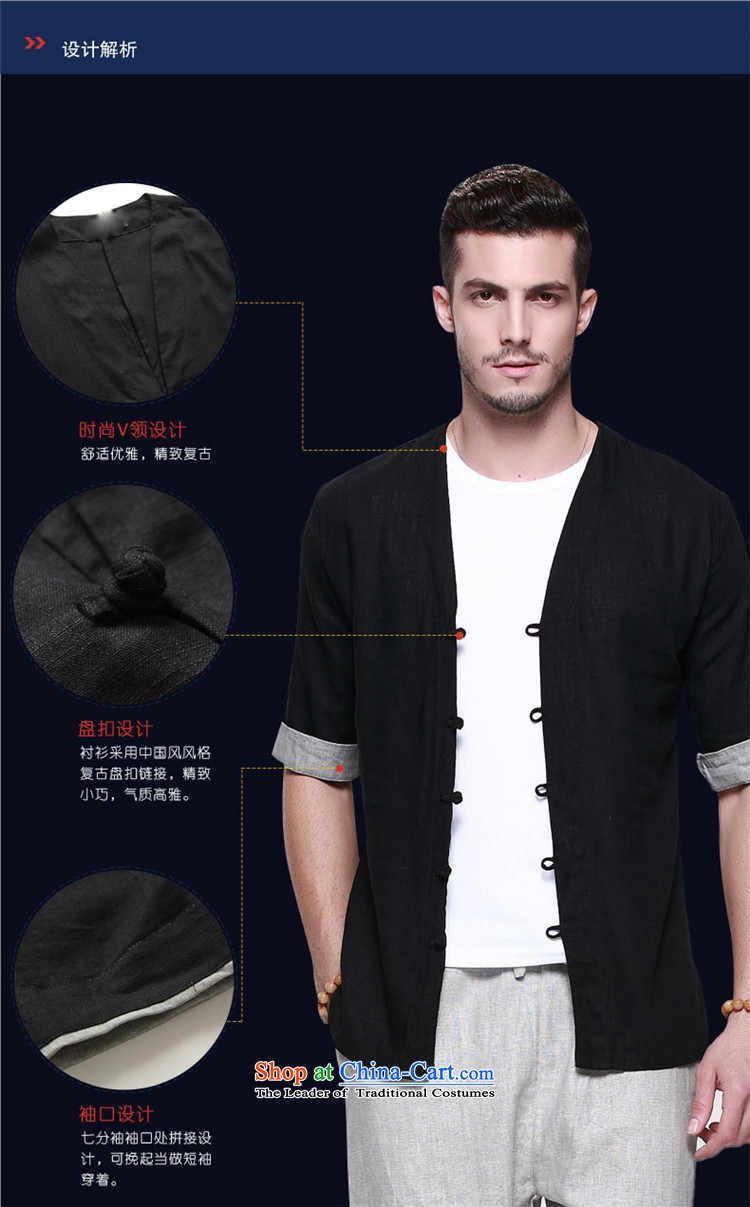 Hunnz Han-linen men Tang dynasty Classic Chinese Wind Sau San disk is in his shirt-sleeves and sexy men's V-Neck Black 175 pictures, prices, brand platters! The elections are supplied in the national character of distribution, so action, buy now enjoy more preferential! As soon as possible.