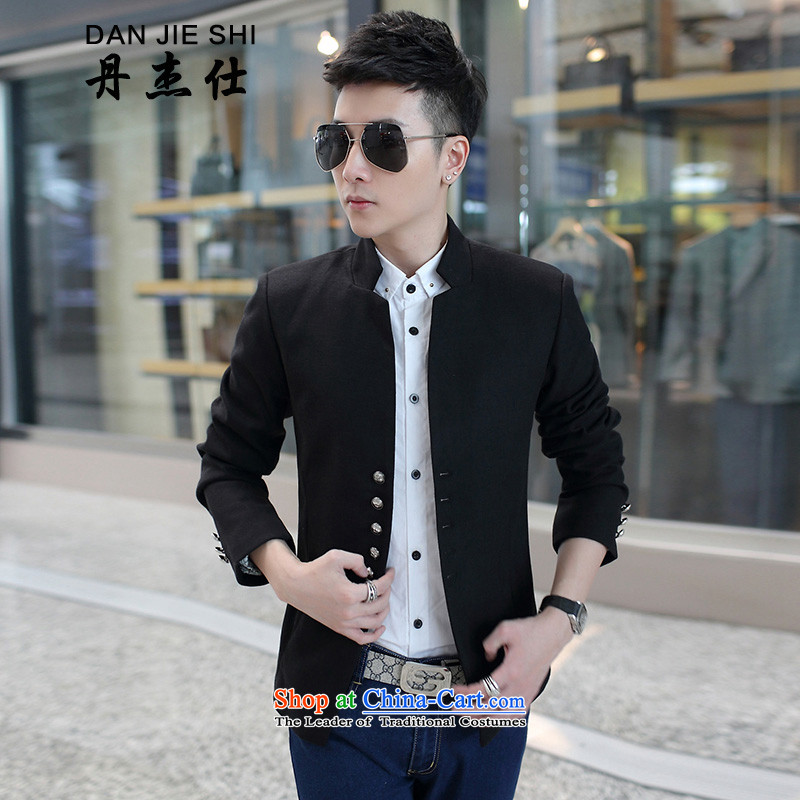 Dan Jie Shi 2015 Fall_Winter Collections on new men Chinese tunic leisure collar? The jacket coat jacket and black jacket suit聽XL