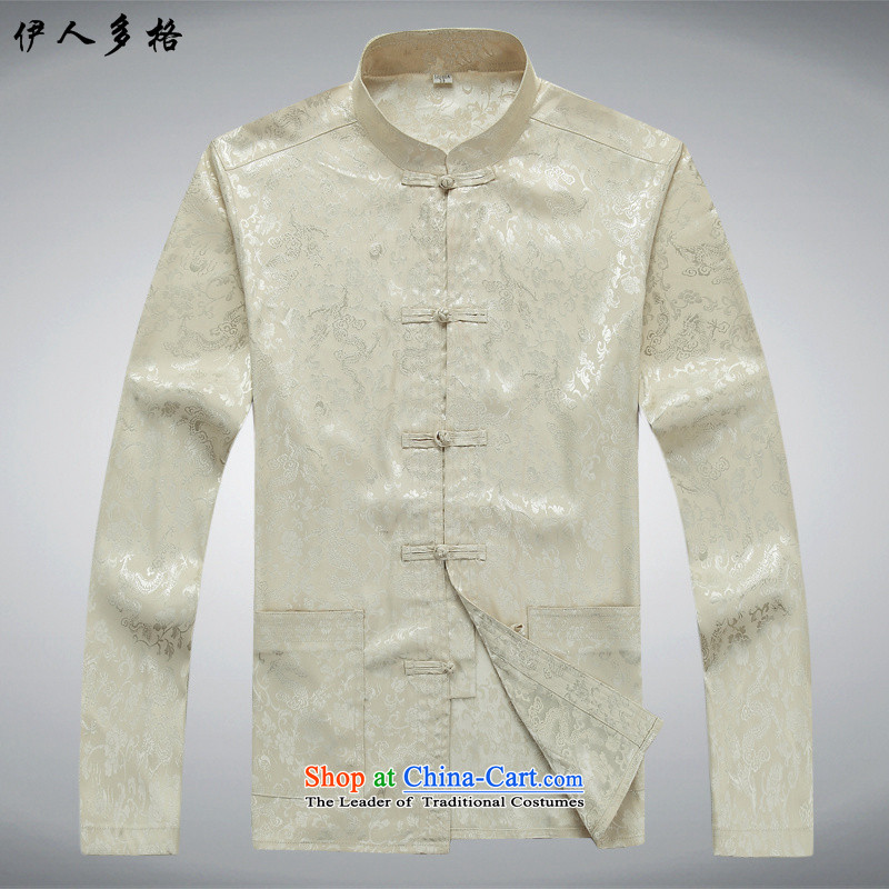 The Mai-Mai more elderly men of long-sleeved Tang Dynasty Package China wind elderly costume Han-chun to intensify the grandfather boxed packaged services serving a ball-tai chi kit shirt with beige pants XXXXL/190, Mai-mai multiple cells (YIRENDUOGE) , ,