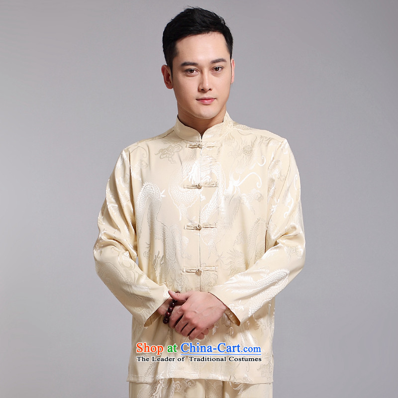 Tang Dynasty Men long-sleeved kit autumn and winter new products men cotton linen collar Chinese tunic of older Tang Dynasty Package Boxed 1519 Black DAD package the Van Gogh hash (185XXXL, MUFONCE) , , , shopping on the Internet