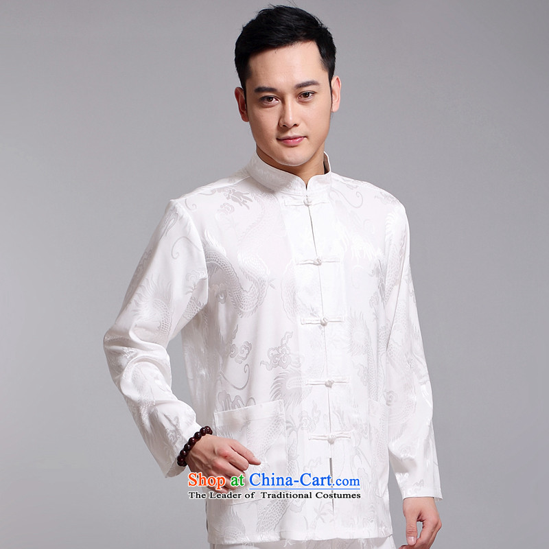 Tang Dynasty Men long-sleeved kit autumn and winter new products men cotton linen collar Chinese tunic of older Tang Dynasty Package Boxed 1519 Black DAD package the Van Gogh hash (185XXXL, MUFONCE) , , , shopping on the Internet