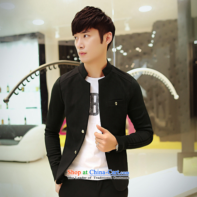 Dan Jie Shi _DANJIESHI_2015 stylish youth gross knitting cuff Korean? leisure suit Male version of small jacket men black suit 185_100_XXL_ Sau San