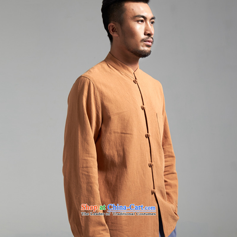 De Fudo magnificently cotton linen men Tang dynasty China wind collar long-sleeved Tang dynasty 2015 new products during the Spring and Autumn Chinese clothing card 4XL/185, its de fudo shopping on the Internet has been pressed.