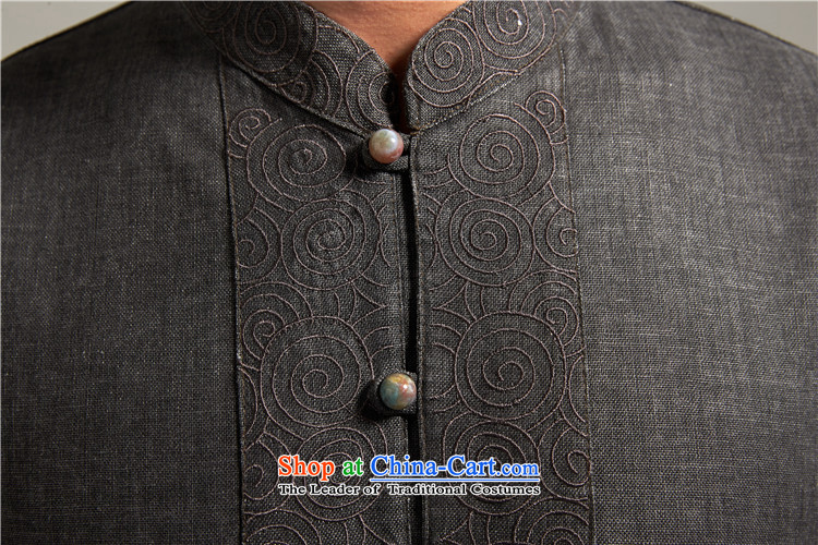 De Fudo Sheung Ning 100% linen men Tang dynasty China wind youth Stylish  spring and autumn 2015 Sau San T-shirt, dark gray 2XL/175 new picture, prices, brand platters! The elections are supplied in the national character of distribution, so action, buy now enjoy more preferential! As soon as possible.