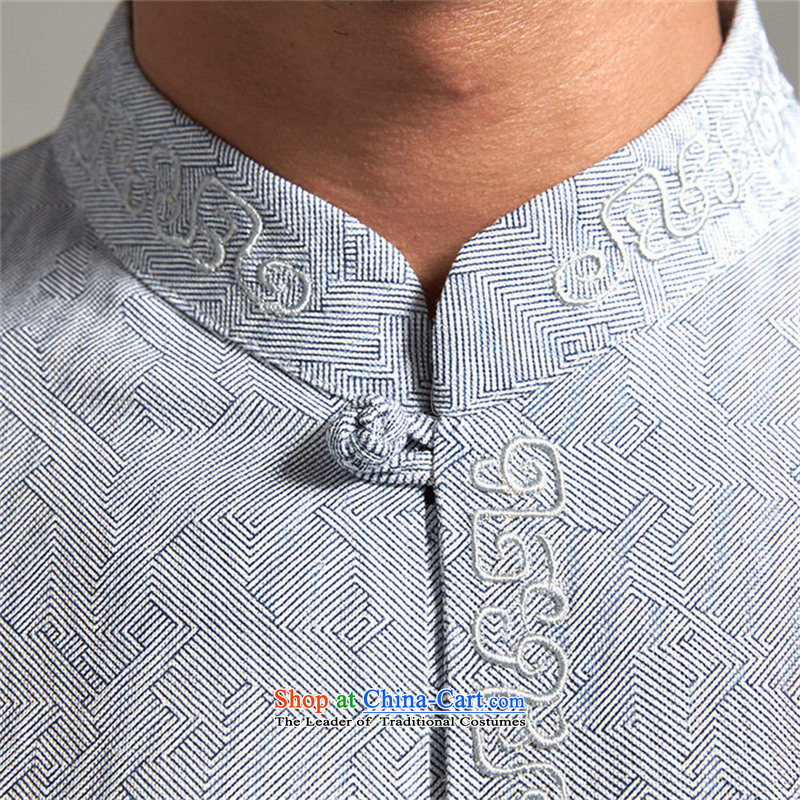The Wind Tangqiu Woo 100% Tang dynasty men linen china wind long-sleeved  spring and autumn 2015 new products Chinese clothing light blue L/165, de fudo shopping on the Internet has been pressed.
