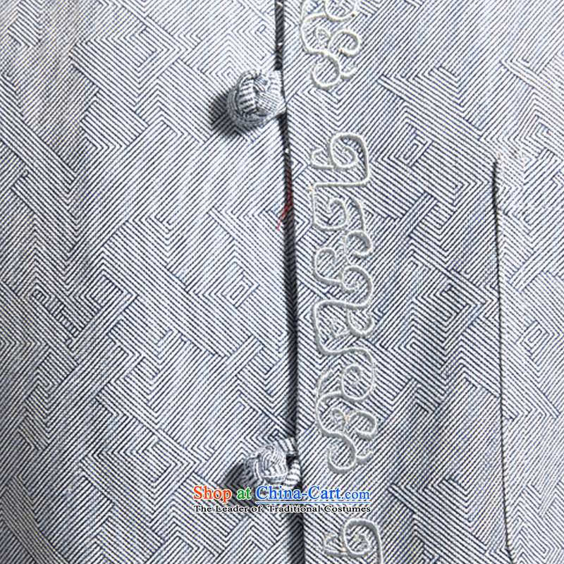The Wind Tangqiu Woo 100% Tang dynasty men linen china wind long-sleeved  spring and autumn 2015 new products Chinese clothing light blue L/165, de fudo shopping on the Internet has been pressed.