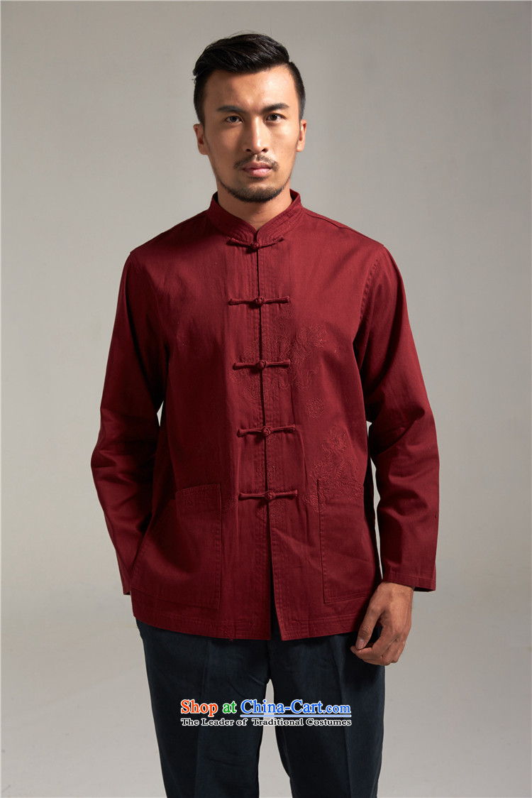 The Wind tangqiu the 100% Cotton Men Tang dynasty China wind long-sleeved autumn 2015 new products Chinese clothing dark red XL/170 picture, prices, brand platters! The elections are supplied in the national character of distribution, so action, buy now enjoy more preferential! As soon as possible.