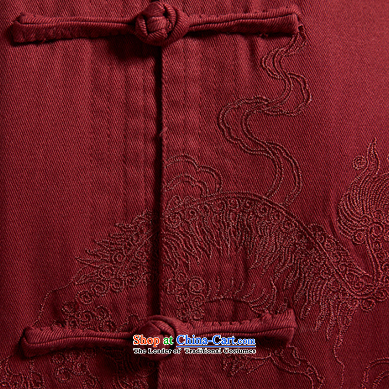 The Wind tangqiu the 100% Cotton Men Tang dynasty China wind long-sleeved autumn 2015 new products Chinese clothing XL/170, dark red de fudo shopping on the Internet has been pressed.