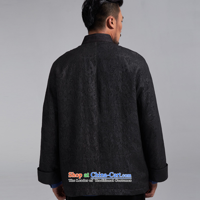 De Fudo days and herbs extract Tang dynasty male COAT 2015 autumn and winter China Wind Jacket robe father warm and elegant with black 2XL/185, de fudo shopping on the Internet has been pressed.