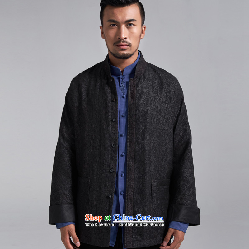 De Fudo days and herbs extract Tang dynasty male COAT 2015 autumn and winter China Wind Jacket robe father warm and elegant with black 2XL/185, de fudo shopping on the Internet has been pressed.