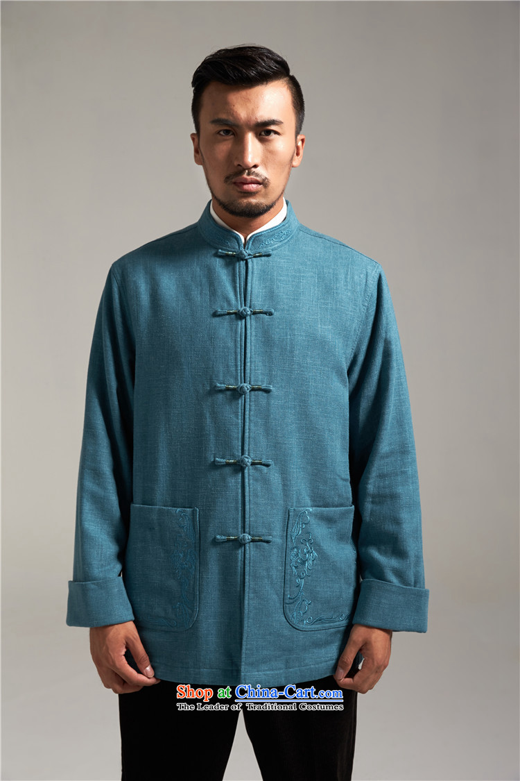 De Fudo cotton linen, Tang dynasty China wind Men's Jackets Tang Gown robe 2015 autumn and winter with the fall of the middle-aged long-sleeved father new products blue L picture, prices, brand platters! The elections are supplied in the national character of distribution, so action, buy now enjoy more preferential! As soon as possible.