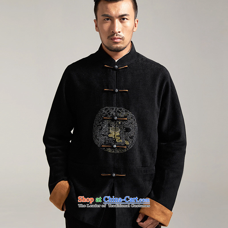 Fudo Universiade de China wind Men's Jackets Tang jackets 2015 autumn and winter long-sleeved flip sleeve installed, middle-aged father black 2XL, Sau San Tong has been pressed the wind shopping on the Internet