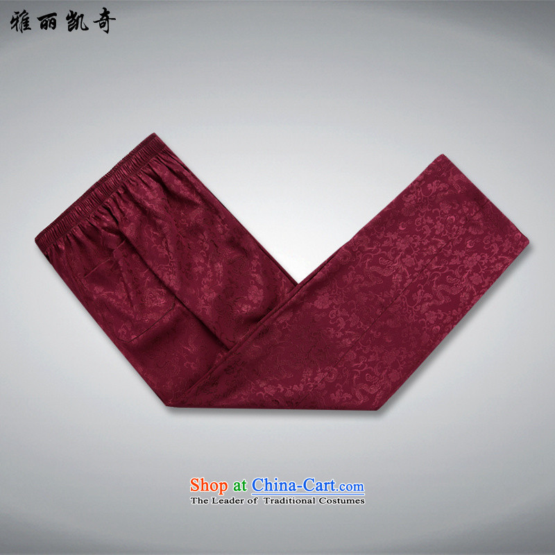 Alice Keci older men and a long-sleeved Dad Tang dynasty load tapes disc loading large number of clothes to wear summer China wind improved Mock-neck Tang dynasty -2562 red T-shirt and pants kit S/165, Alice keci shopping on the Internet has been pressed.
