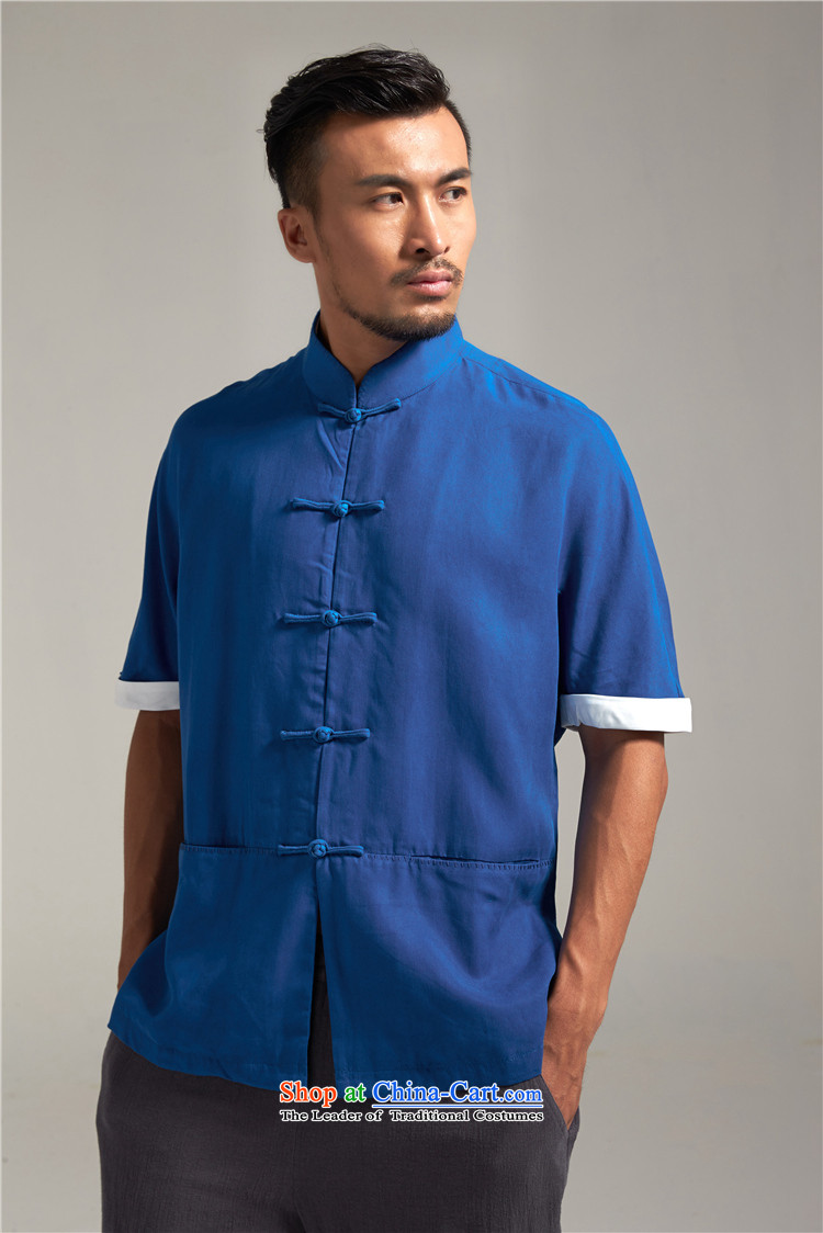 Fudo de Dumping Kwan Tencel short-sleeved Tang dynasty male and summer 2015) New Sau San China wind men Chinese clothing 3XL Blue Photo, prices, brand platters! The elections are supplied in the national character of distribution, so action, buy now enjoy more preferential! As soon as possible.