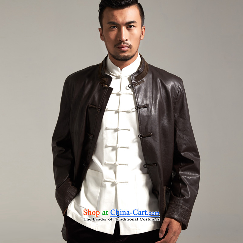 Fudo Kun Code de China wind Men's Jackets Tang dynasty 2015 autumn and winter middle-aged long-sleeved father replacing Chinese clothing brown M/165, de fudo shopping on the Internet has been pressed.