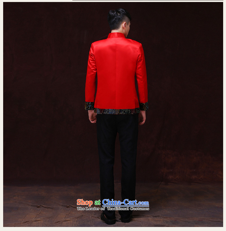 Tsai Hsin-soo wo service of men's new Chinese style wedding married men and Tang dynasty red Sau Wo serving Chinese tunic national costumes of the bridegroom Dress Shirt one toasting champagne M picture, prices, brand platters! The elections are supplied in the national character of distribution, so action, buy now enjoy more preferential! As soon as possible.