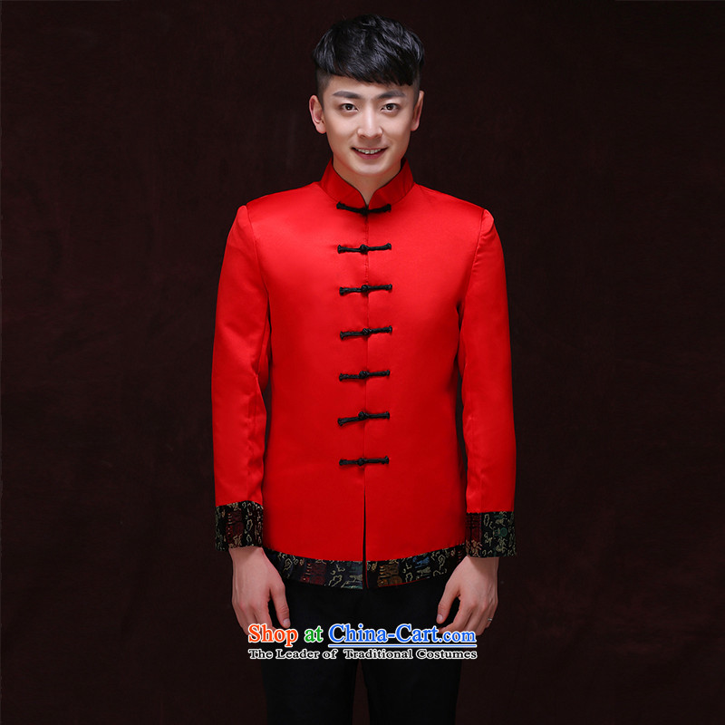 Tsai Hsin-soo wo service of men's new Chinese style wedding married men and Tang dynasty red Sau Wo serving Chinese tunic national costumes of the bridegroom Dress Shirt one toasting champagne M CHOY dream Qi , , , shopping on the Internet