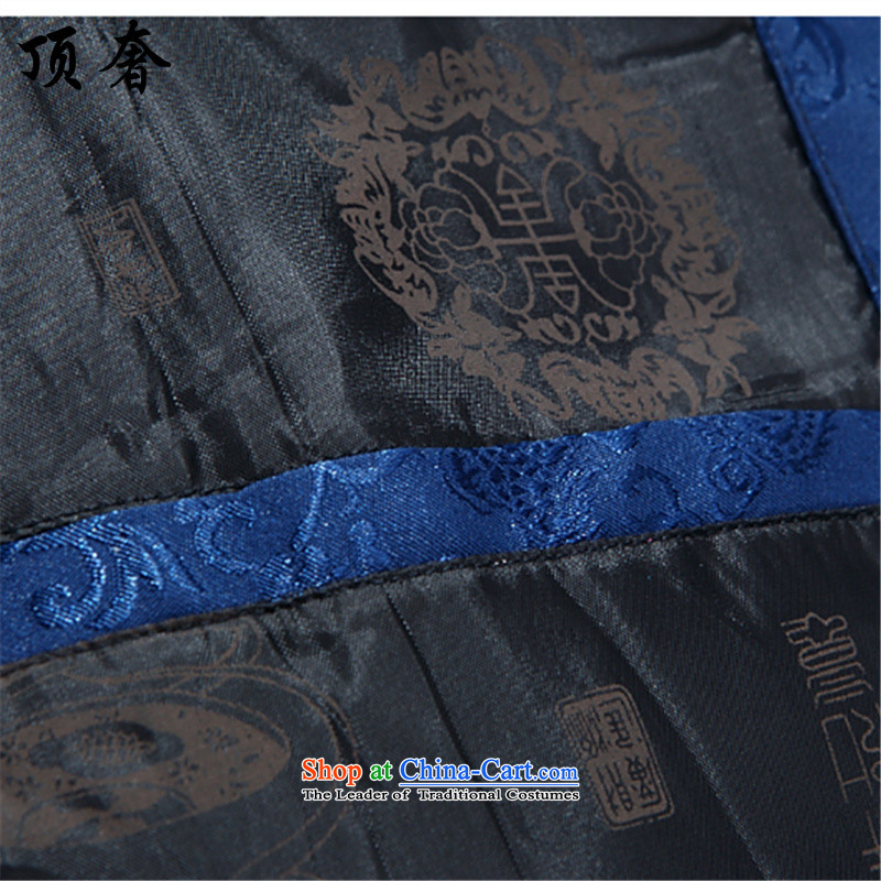 Top Luxury spring and autumn, Tang dynasty men loose version collar China wind Han-soo dress in the Tang dynasty older boys father replacing replacing men's grandfather 185/XXL, blue shirt top luxury shopping on the Internet has been pressed.