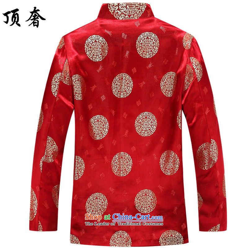 Top Luxury of older women and men's autumn Tang dynasty Long-sleeve elderly couples Tang jackets golden marriage celebrated the birthday dress loose coat 8016 edition men red T-shirt , the top men 180/XL luxury shopping on the Internet has been pressed.