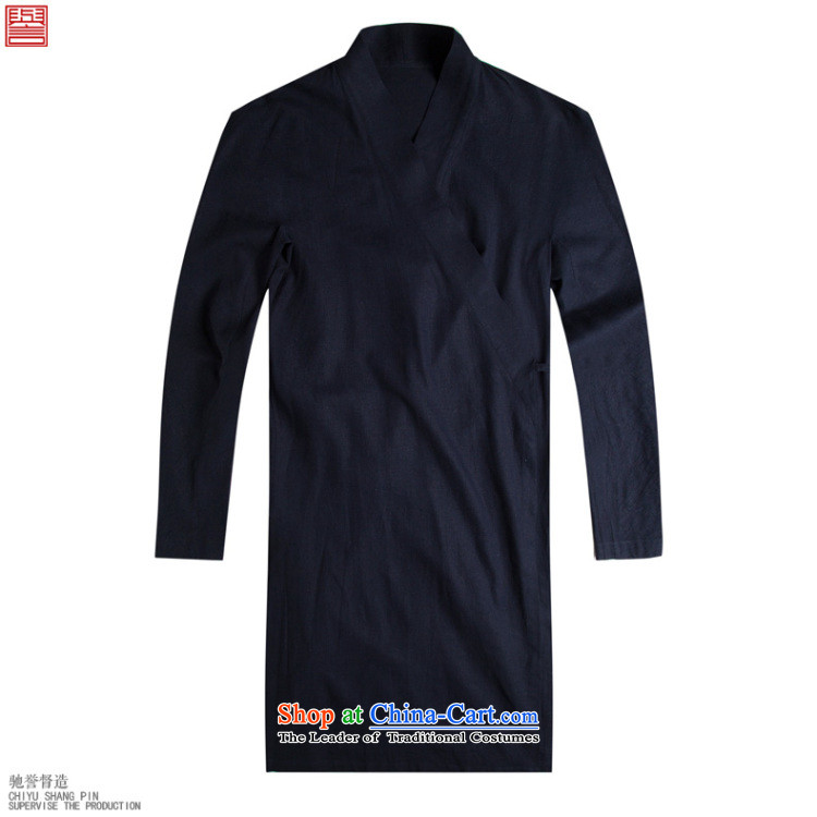 Renowned China wind men Long Hoodie cotton linen buckled tea service Tang dynasty long-sleeved improved Han-spiritual services need to come to grips loose ball-T-shirt and dark blue 2XL/180 picture, prices, brand platters! The elections are supplied in the national character of distribution, so action, buy now enjoy more preferential! As soon as possible.