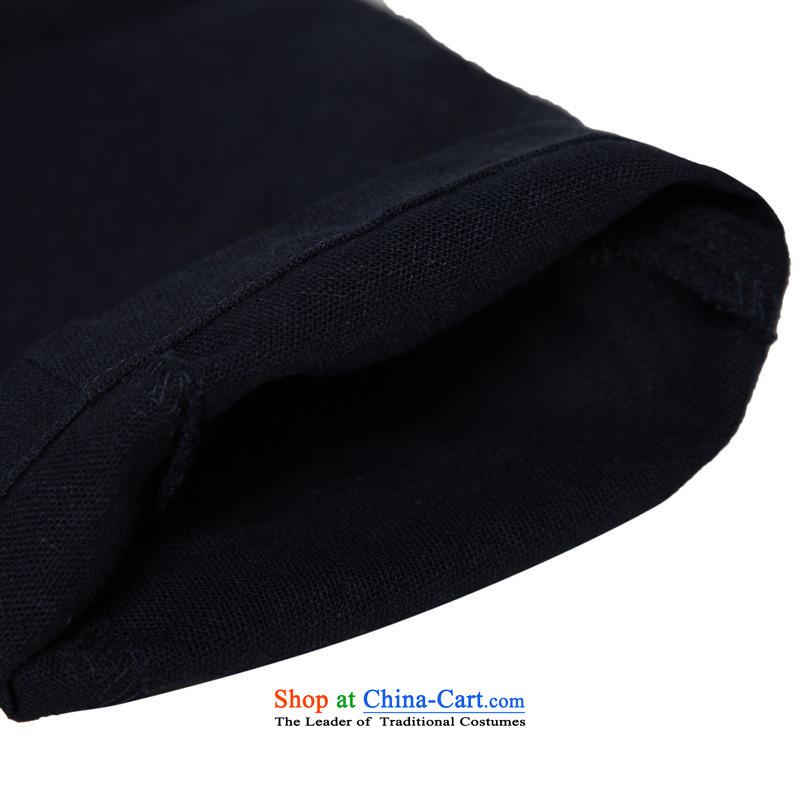Renowned China wind men Long Hoodie cotton linen buckled tea service Tang dynasty long-sleeved improved Han-spiritual services need to come to grips loose ball-T-shirt and dark blue 2XL/180, renowned (CHIYU) , , , shopping on the Internet