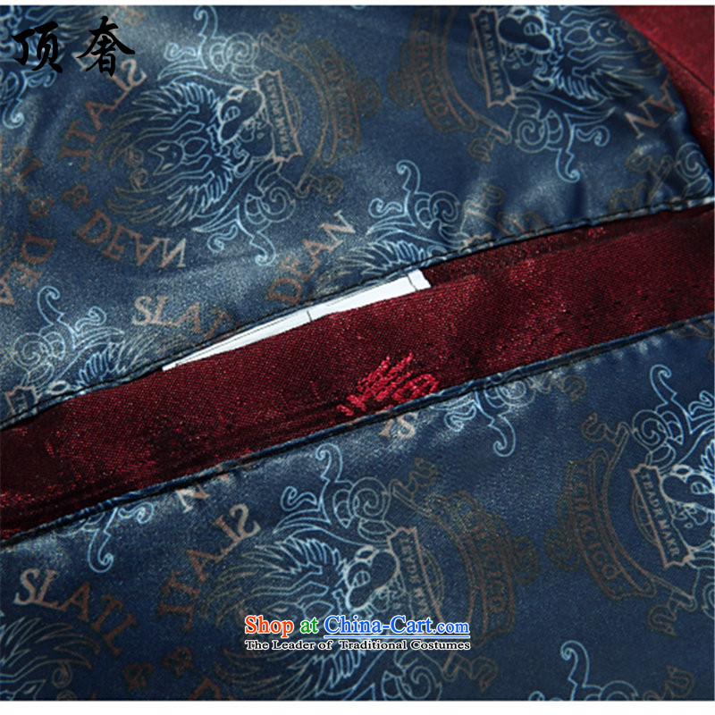 Top Luxury men Tang Dynasty Package Chinese Tang dynasty autumn and winter collar long-sleeved men father in the national costumes of the elderly with T-shirt grandfather festive Tang gown, Fu 05 Fuk Field field blue packaged 190/XXXL men, top luxury shop