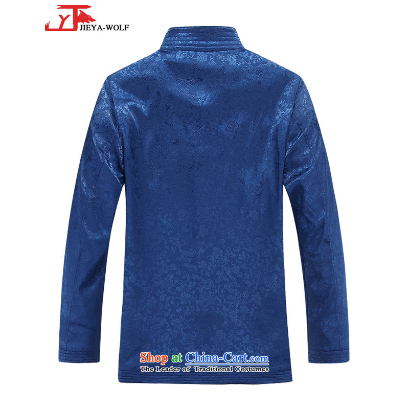 The wolf JIEYA-WOLF, new autumn and winter Tang Dynasty Men's Shirt national fashionable clothing jacket Version Chinese tunic leisure tai chi, BLUE 170/M,JIEYA-WOLF,,, shopping on the Internet